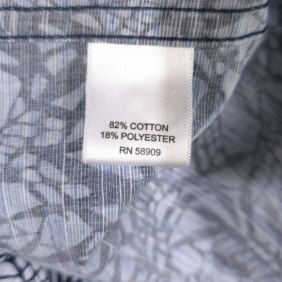 Button Long Sleeve Collared Shirt Mens Lg NWT Blue Tropical Lightweight Cotton - Picture 13 of 14